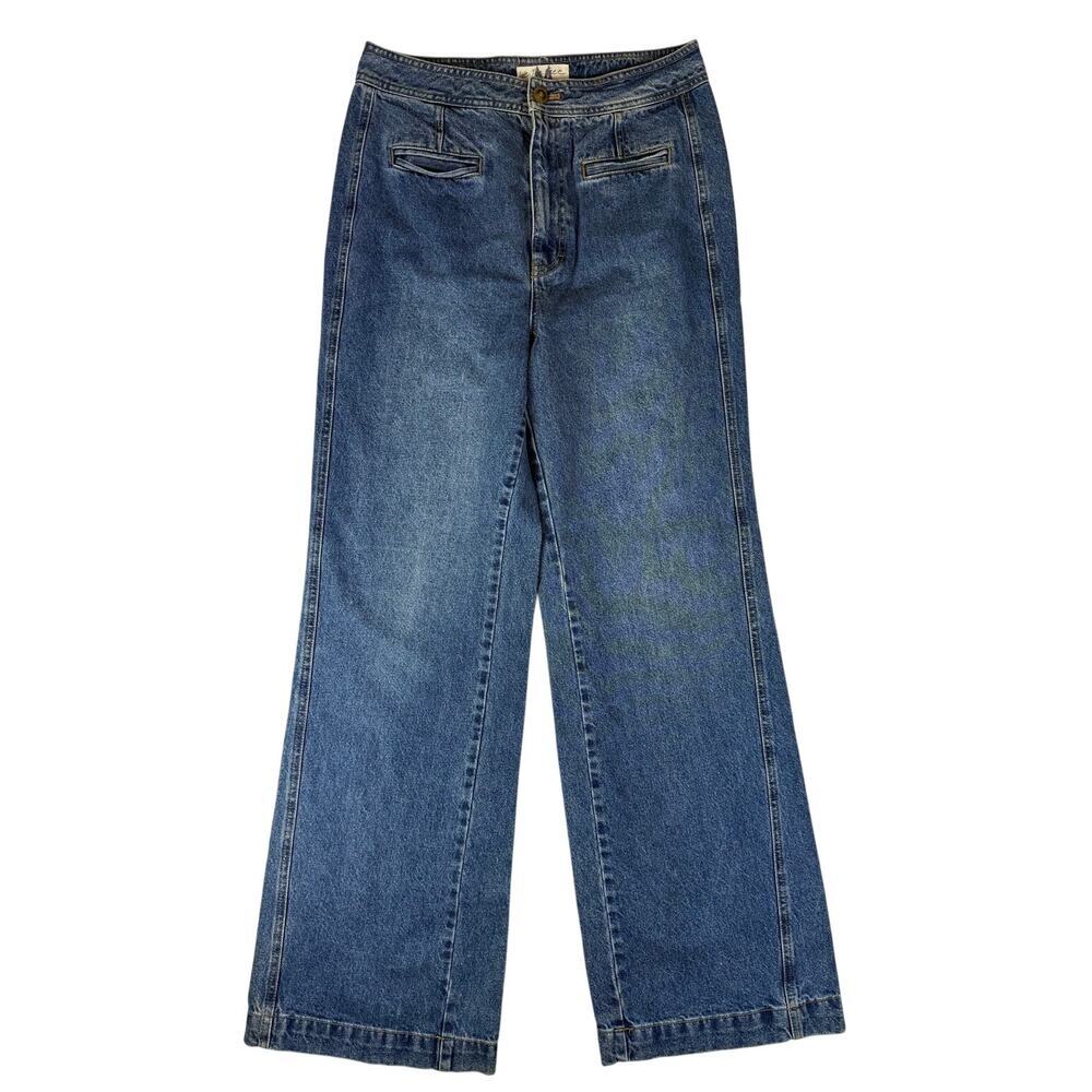 We The Free Free People M Modern Meadow High Rise Wide Leg Denim Pants M